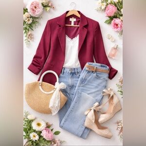 Talbots Women's Maroon Blazer suit jacket size 8